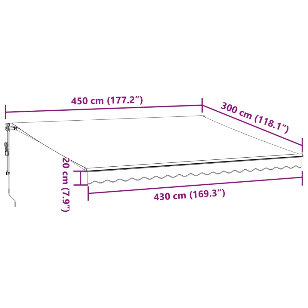 vidaXL Τέντα Πτυσσόμενη Αυτόματη Καφέ 450x300 εκ.