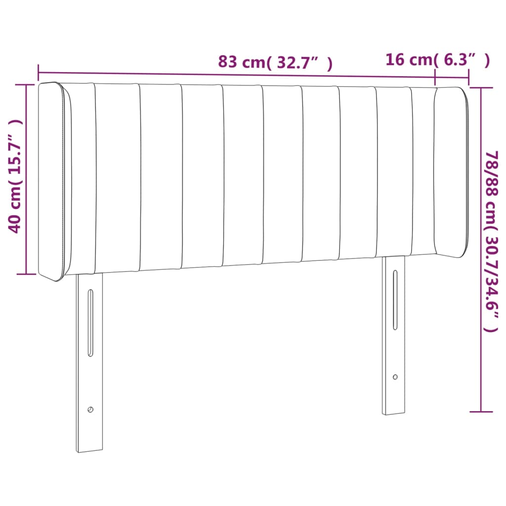 vidaXL Κεφαλάρι Κρεβατιού LED Μπλε 83x16x78/88 εκ. Υφασμάτινο