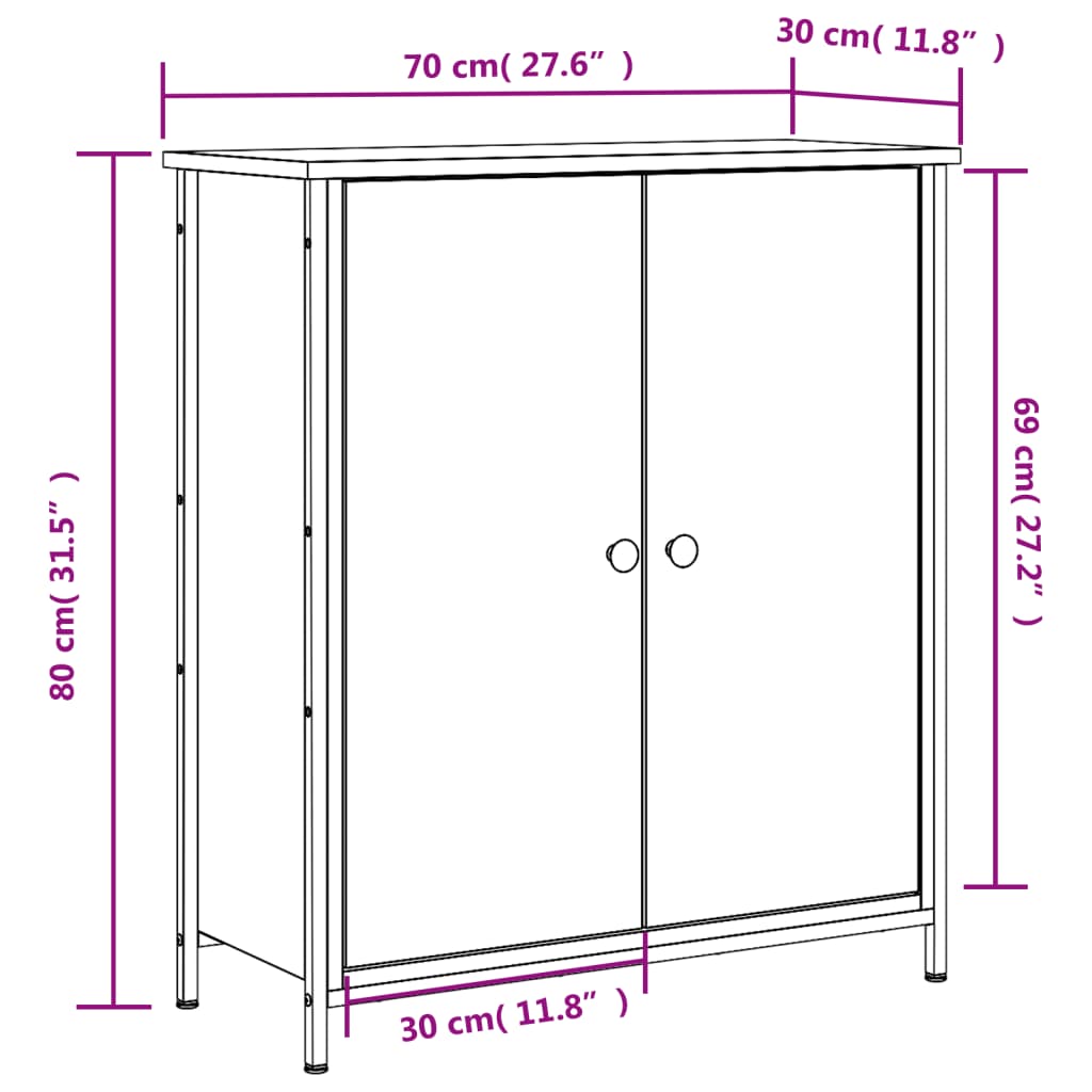 vidaXL Ντουλάπι Καπνιστή Δρυς 70 x 30 x 80 εκ. από Επεξεργ. Ξύλο