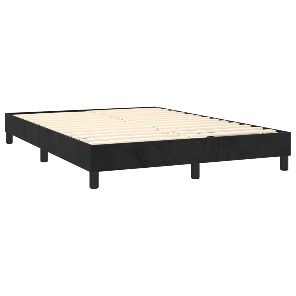 vidaXL Κρεβάτι Boxspring με Στρώμα Μαύρο 140x200 εκ. Βελούδινο