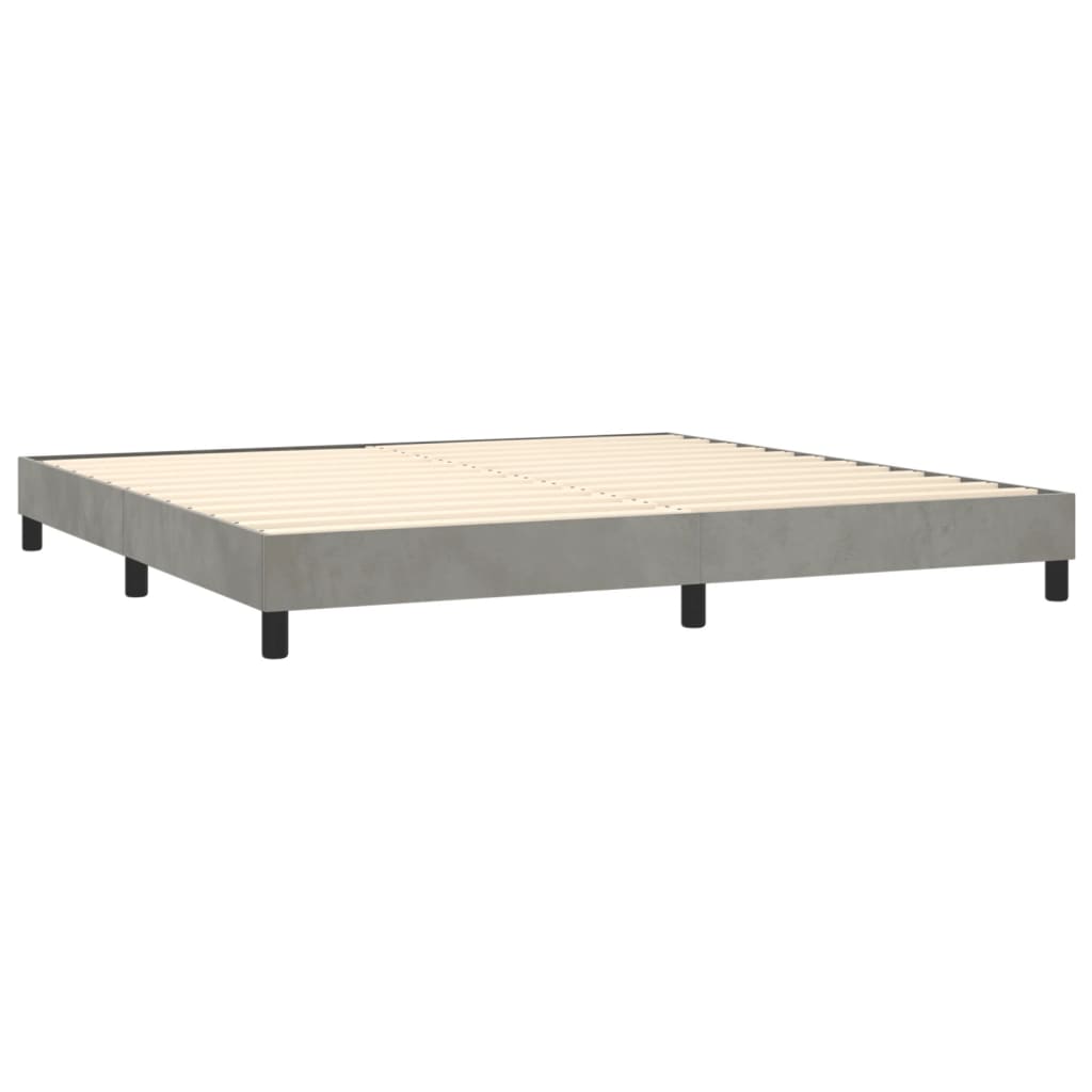 vidaXL Κρεβάτι Boxspring με Στρώμα & LED Αν.Γκρι 200x200 εκ. Βελούδινο