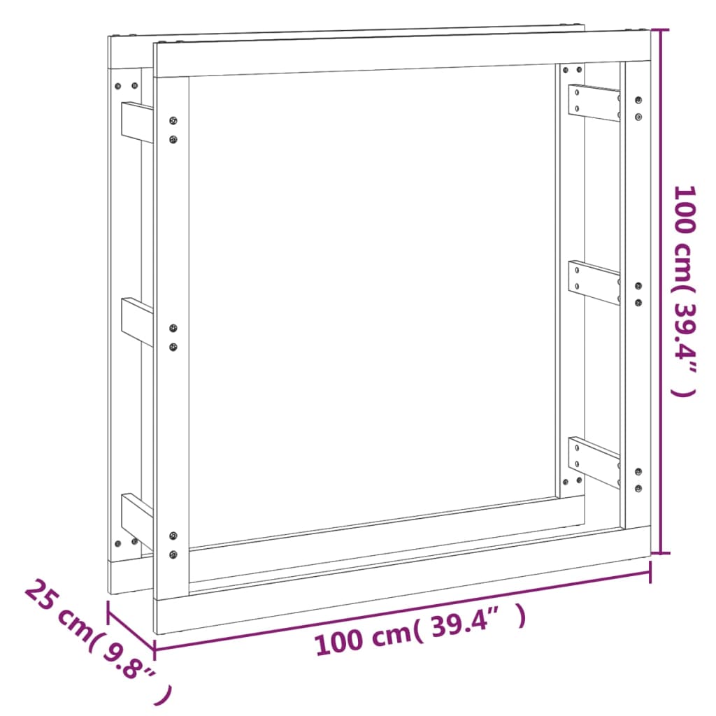 vidaXL Ραφιέρα Καυσόξυλων Γκρι 100x25x100 εκ. από Μασίφ Ξύλο Πεύκου