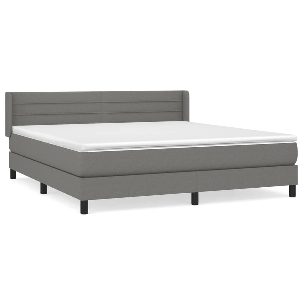 vidaXL Κρεβάτι Boxspring με Στρώμα Σκούρο Γκρι 180x200 εκ Υφασμάτιν