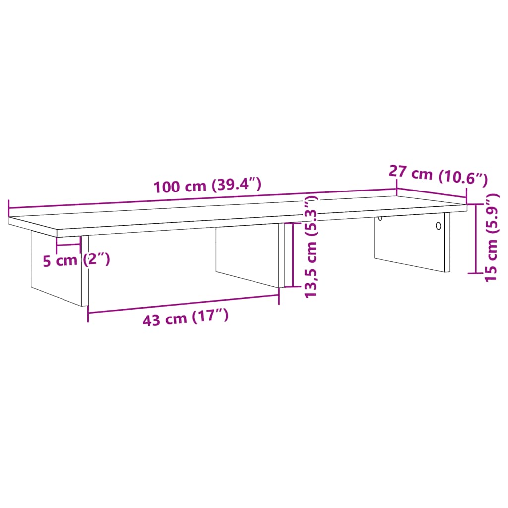 vidaXL Βάση Οθόνης Καφέ Δρυς 100x27x15 εκ. από Επεξ. Ξύλο