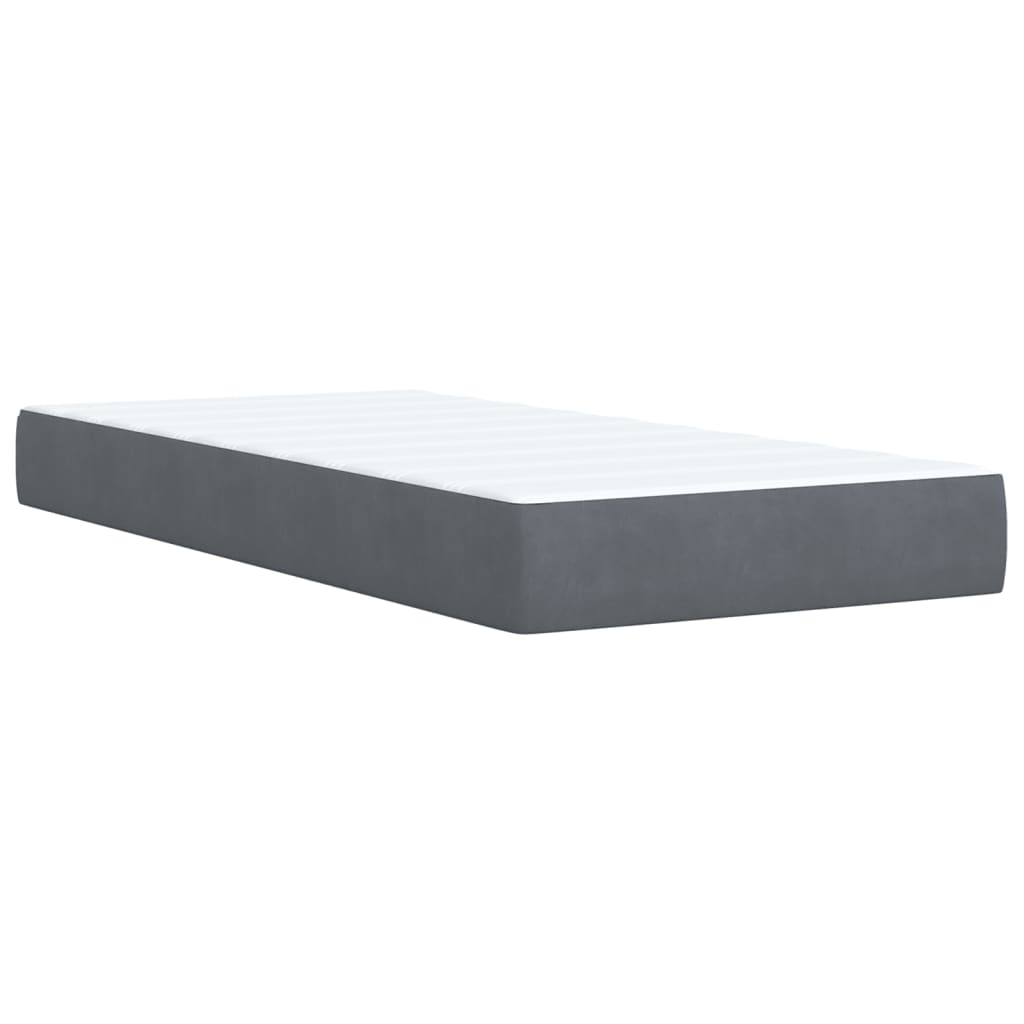 vidaXL Κρεβάτι Boxspring με Στρώμα Σκούρο Γκρι 100x200 εκ. Βελούδινο