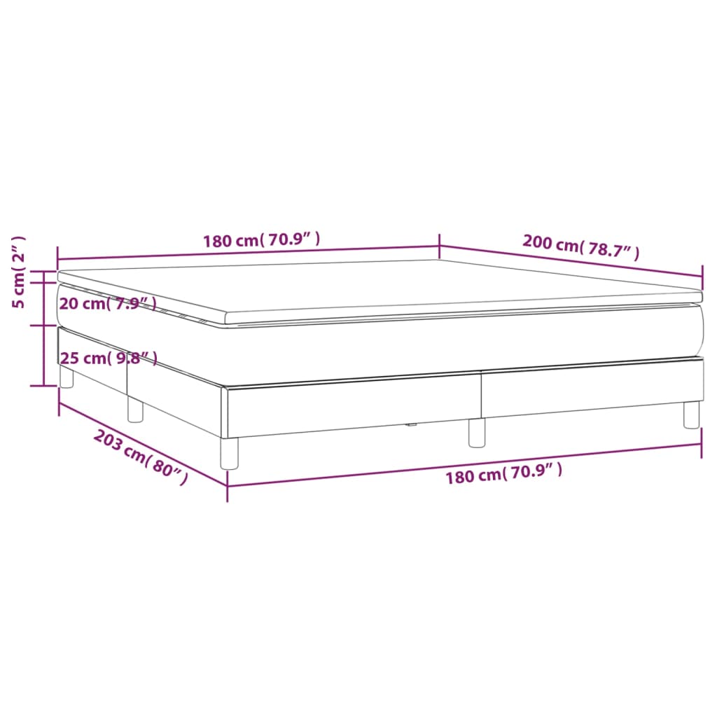 vidaXL Κρεβάτι Boxspring με Στρώμα Μαύρο 180x200εκ.από Συνθετικό Δέρμα