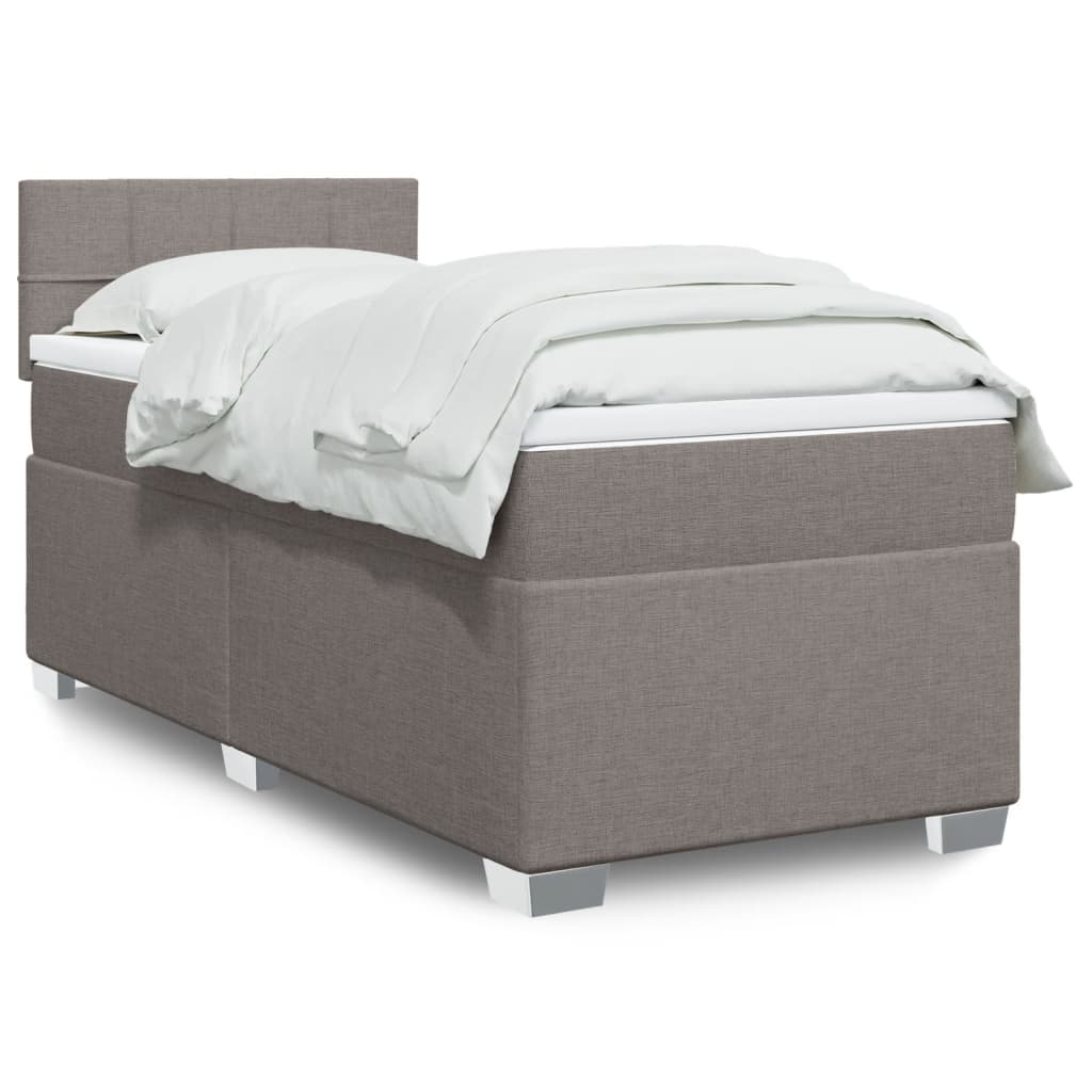 vidaXL Κρεβάτι Boxspring με Στρώμα Taupe 90x190 εκ.Υφασμάτινο