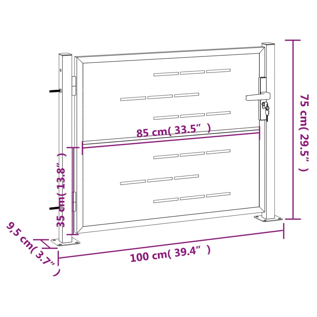vidaXL Πόρτα Περίφραξης Κήπου 100 x 75 εκ. από Ανοξείδωτο Ατσάλι