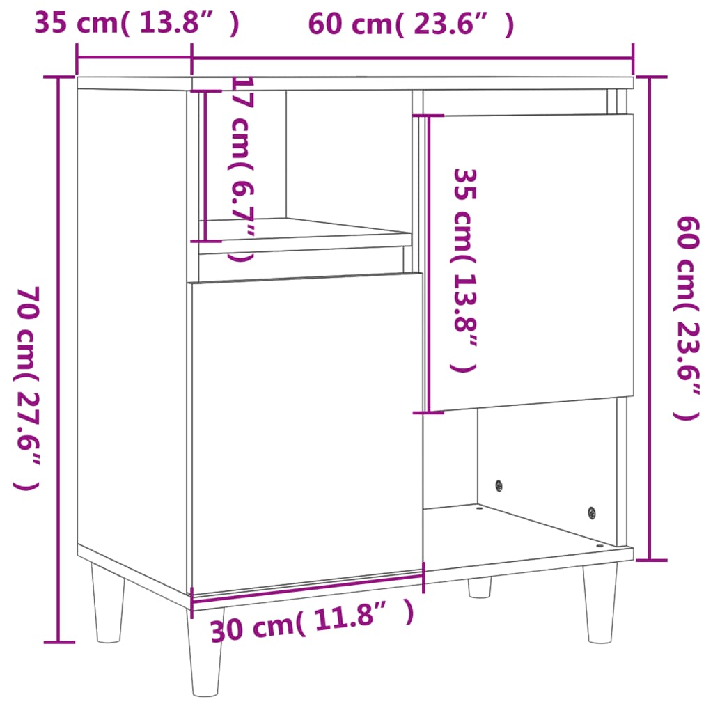 vidaXL Ντουλάπι Γκρι Σκυροδέματος 60x35x70 εκ. Επεξεργασμένο Ξύλο