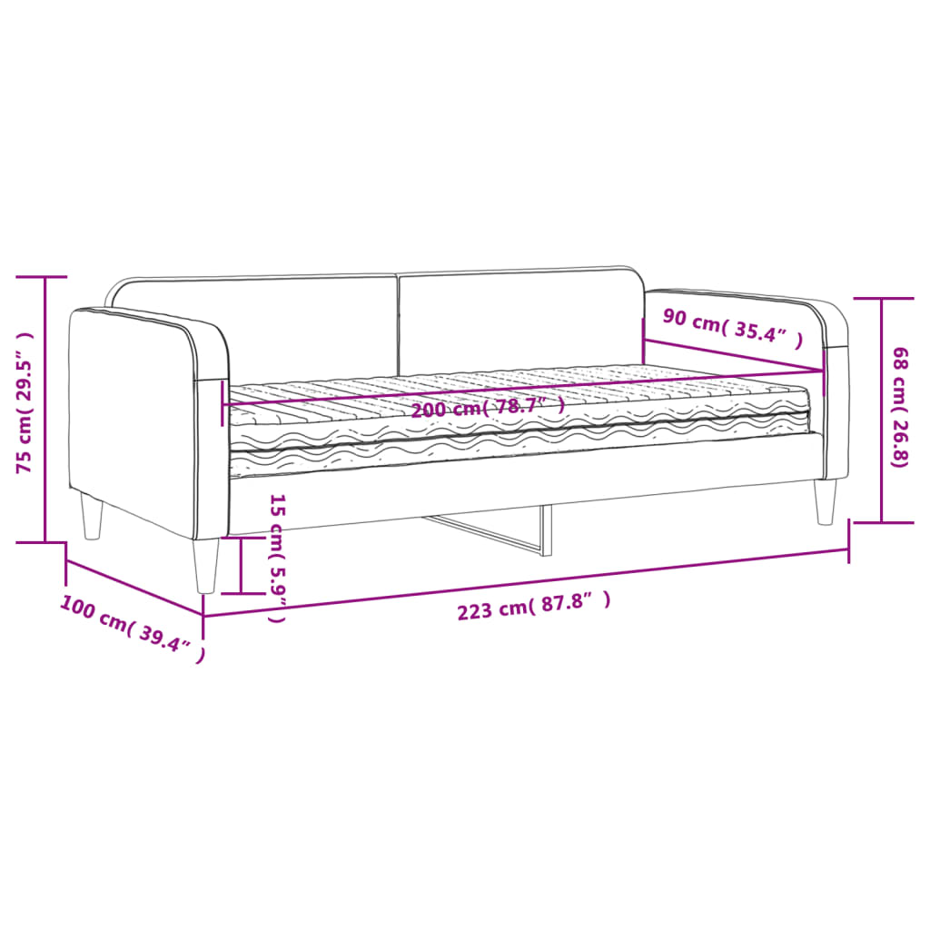 vidaXL Καναπές Κρεβάτι με Στρώμα Taupe 90 x 200 εκ. Υφασμάτινο