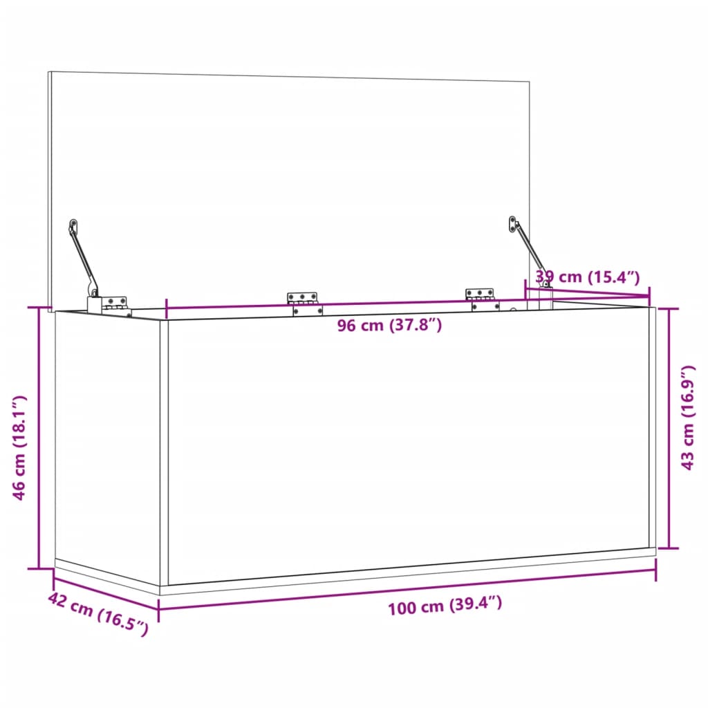 vidaXL Κουτί Αποθήκευσης Γκρι sonoma 100x42x46 εκ. Επεξεργασμένο Ξύλο