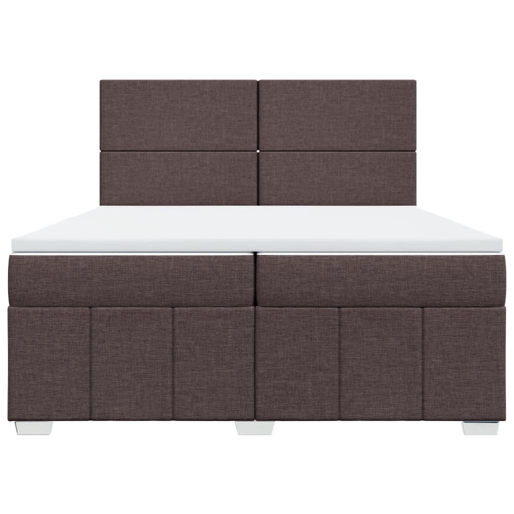 vidaXL Κρεβάτι Boxspring με Στρώμα Σκούρο Καφέ 200x200 εκ. Υφασμάτινο