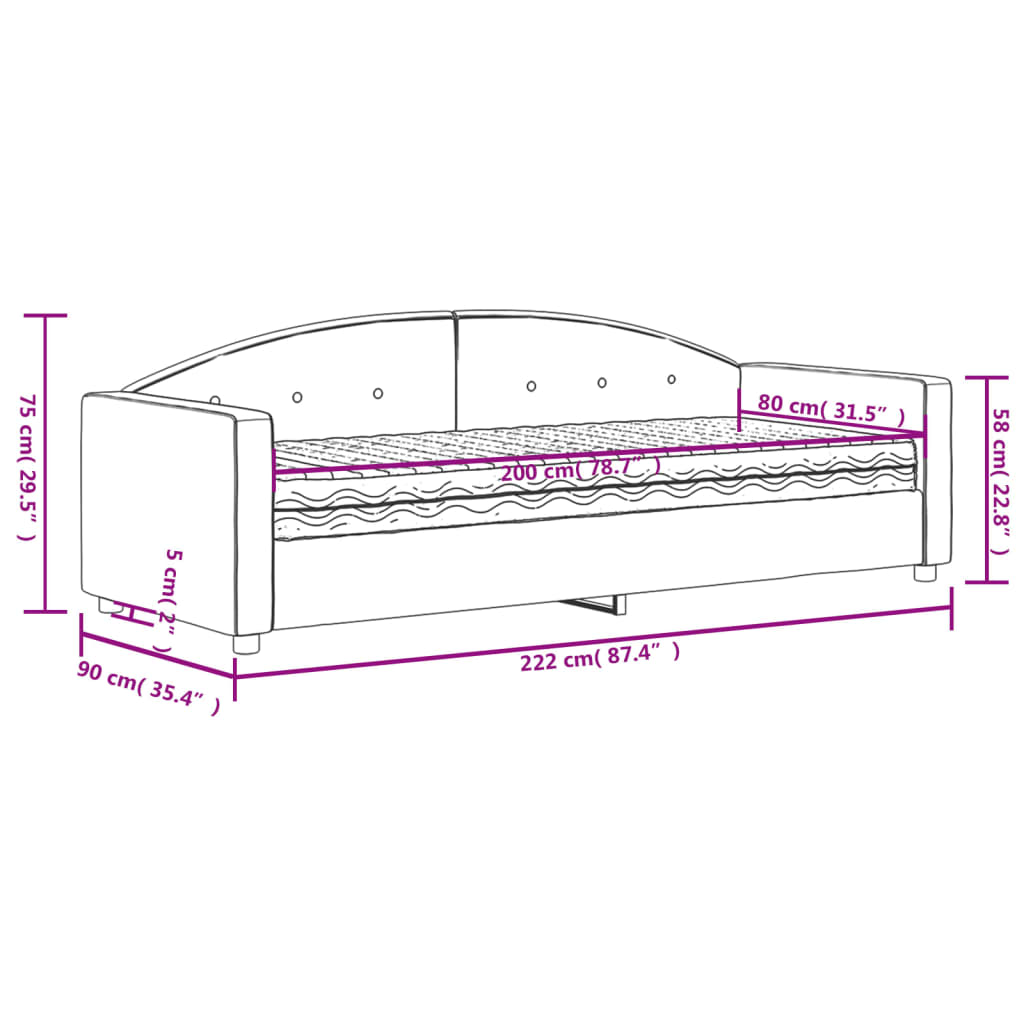 vidaXL Καναπές Κρεβάτι με Στρώμα Κίτρινο 80 x 200 εκ. Βελούδινος