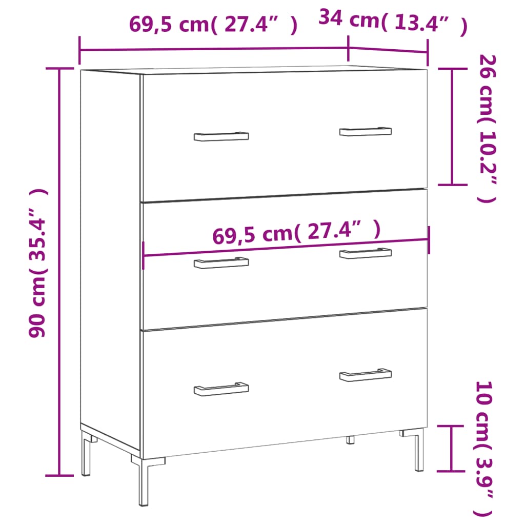 vidaXL Ντουλάπι Καπνιστή Δρυς 69,5 x 34 x 90 εκ. Επεξεργασμένο Ξύλο