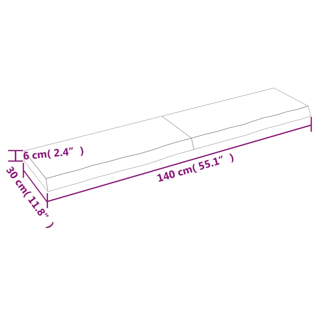 vidaXL Πάγκος Μπάνιου Σκούρο Καφέ 140x30x(2-6) εκ. Επεξεργ. Μασίφ Ξύλο