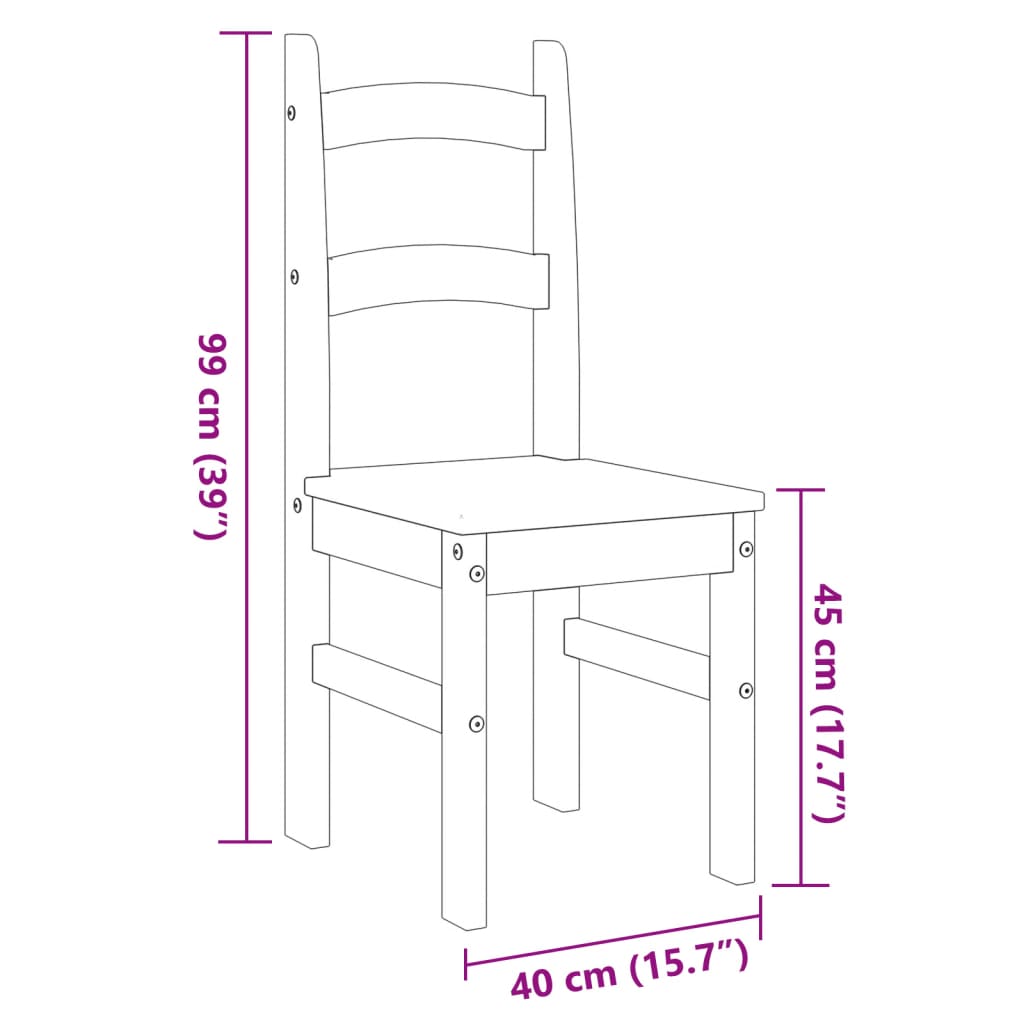 vidaXL Καρέκλες Τραπεζαρίας 2 τεμ. 40 x 46 x 99 εκ. Μασίφ Ξύλο Πεύκου