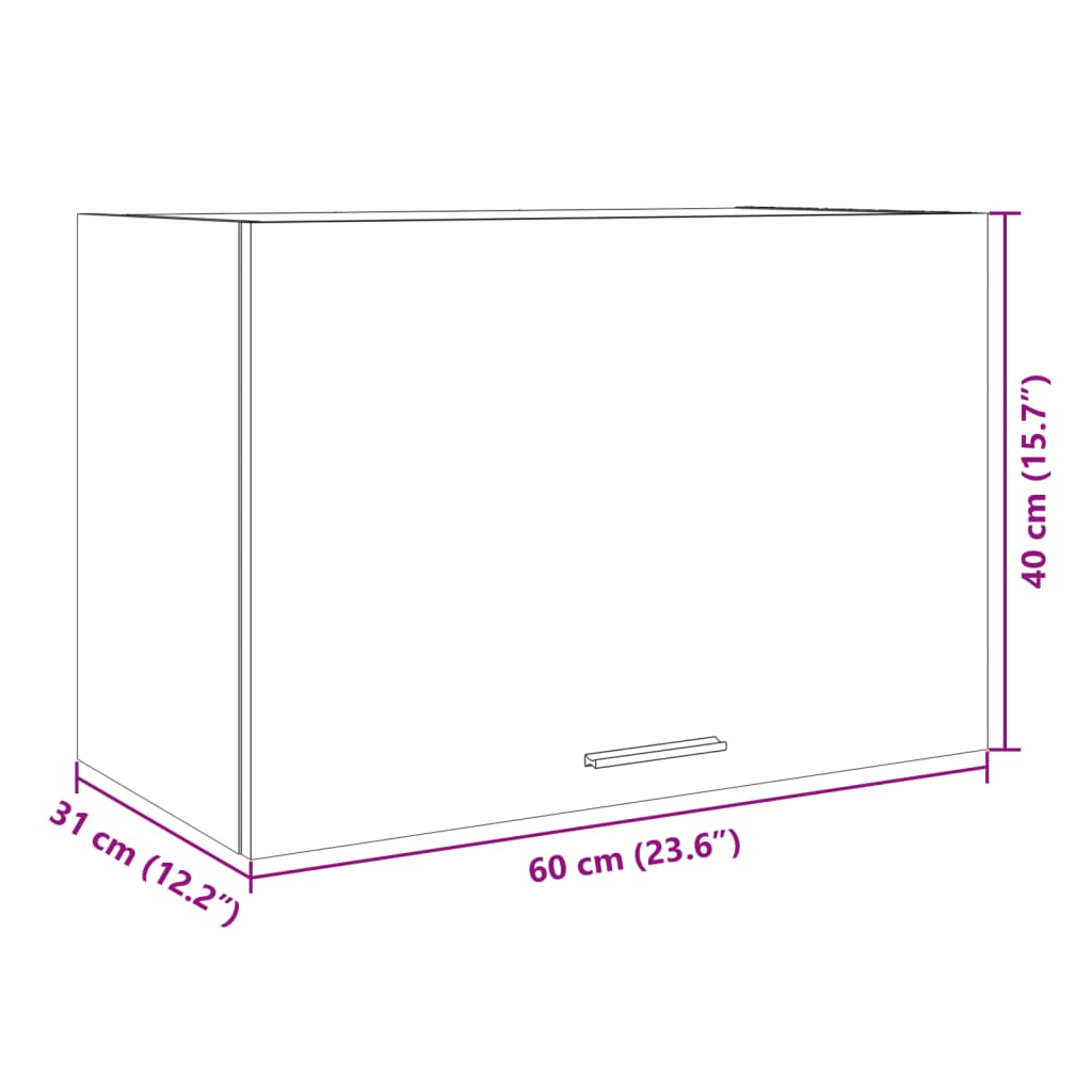 vidaXL Ντουλάπι Κρεμαστό Sonoma Δρυς 60 x 31 x 40 εκ. από Μοριοσανίδα