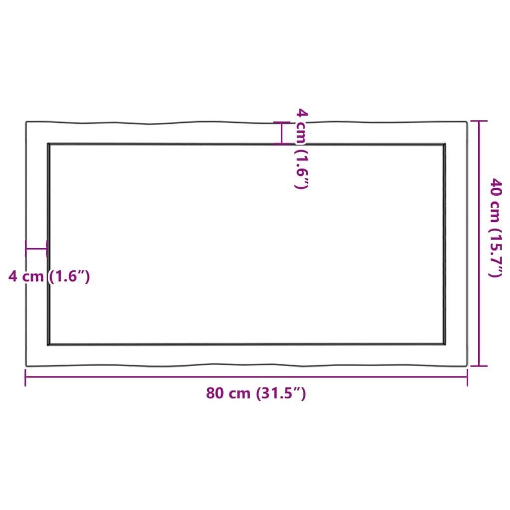 vidaXL Επιφάνεια Τραπεζιού 80x40x(2-6) εκ. Ακατέργαστο Μασίφ Ξύλο