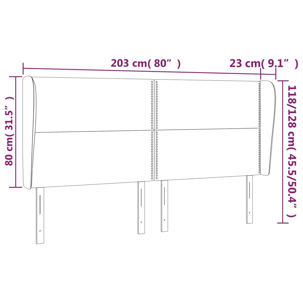 vidaXL Κεφαλάρι με Πτερύγια Πράσινο 203x23x118/128 εκ. Βελούδινο