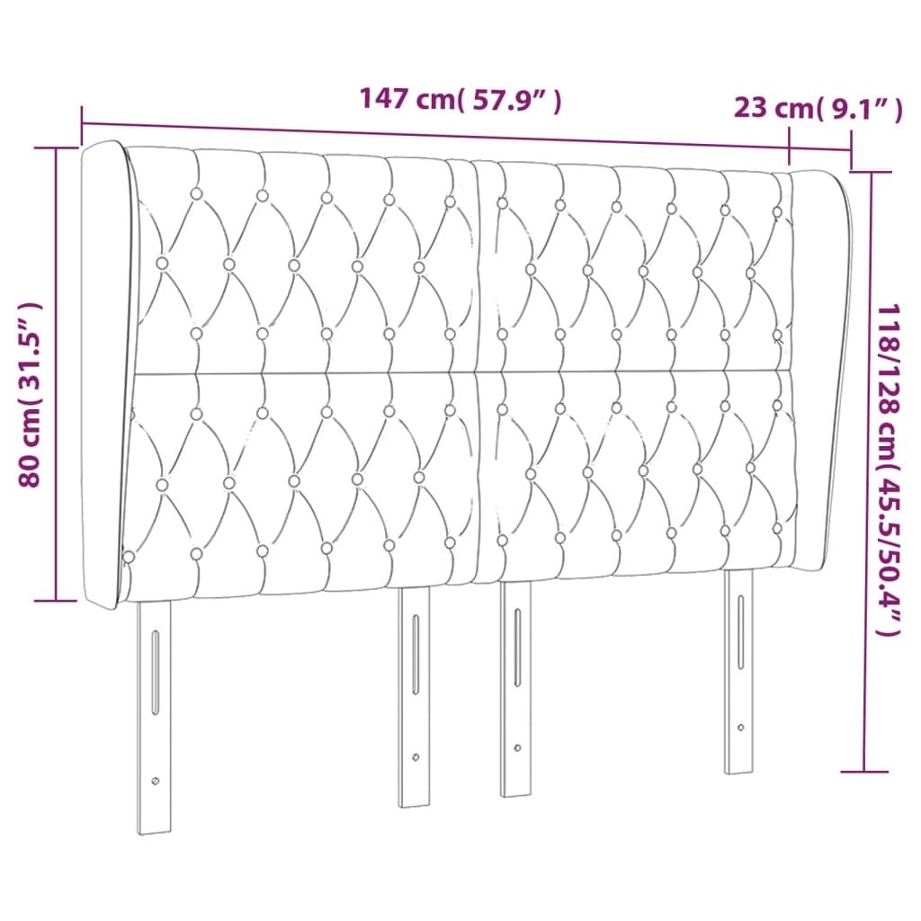 vidaXL Κεφαλάρι με Πτερύγια Πράσινο 147x23x118/128 εκ. Υφασμάτινο