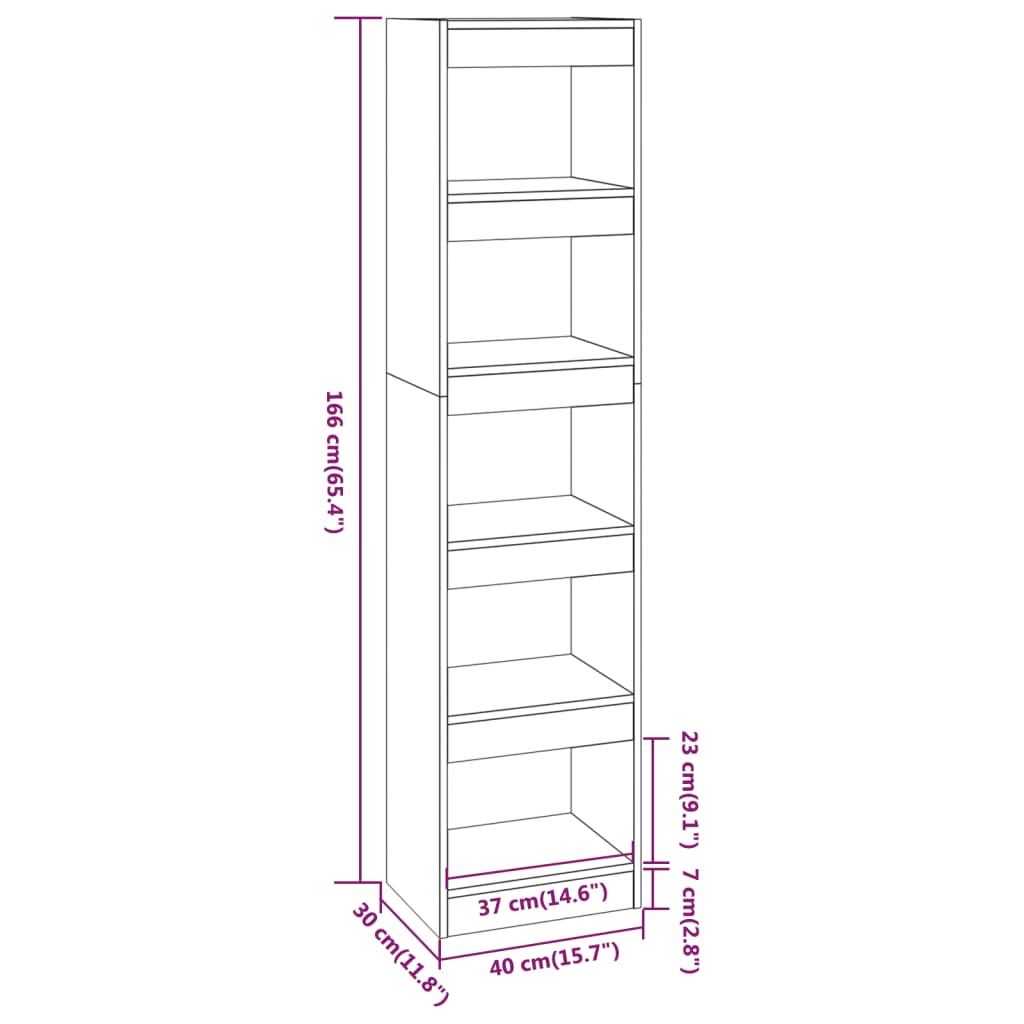 vidaXL Βιβλιοθήκη/Διαχωριστικό Χώρου Γκρι Sonoma 40x30x166 εκ.