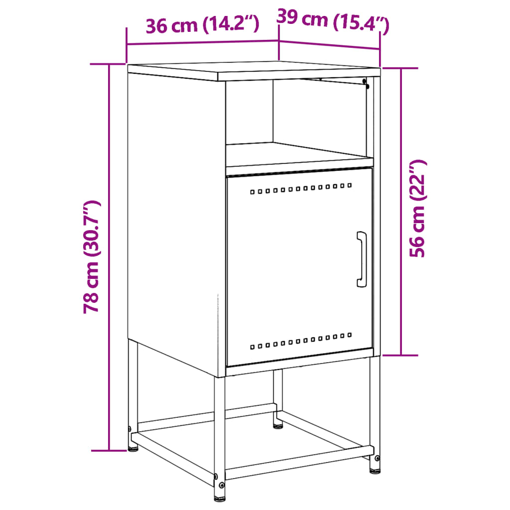 vidaXL Κομοδίνο Ροζ 36x39x78 εκ. από Χάλυβα