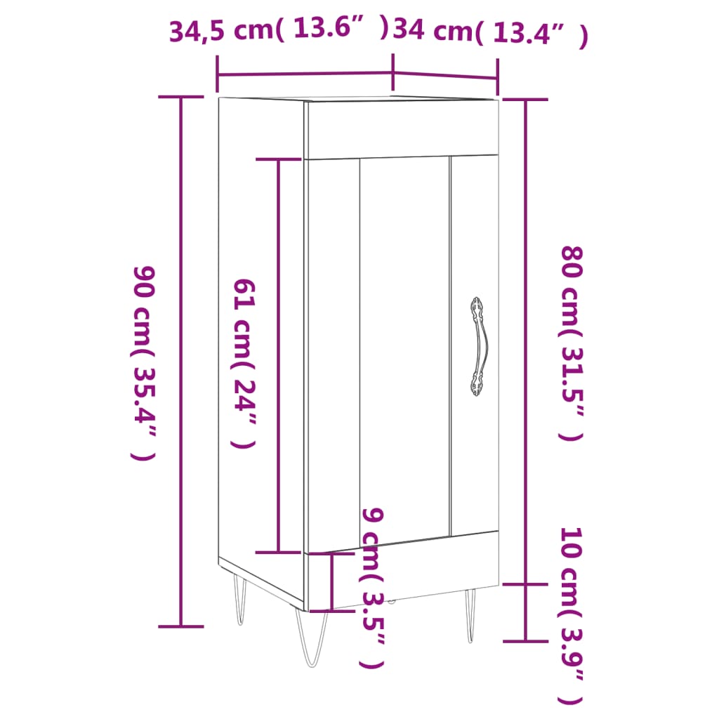 vidaXL Ντουλάπι Γκρι Sonoma 34,5x34x90 εκ. από Επεξεργασμένο Ξύλο