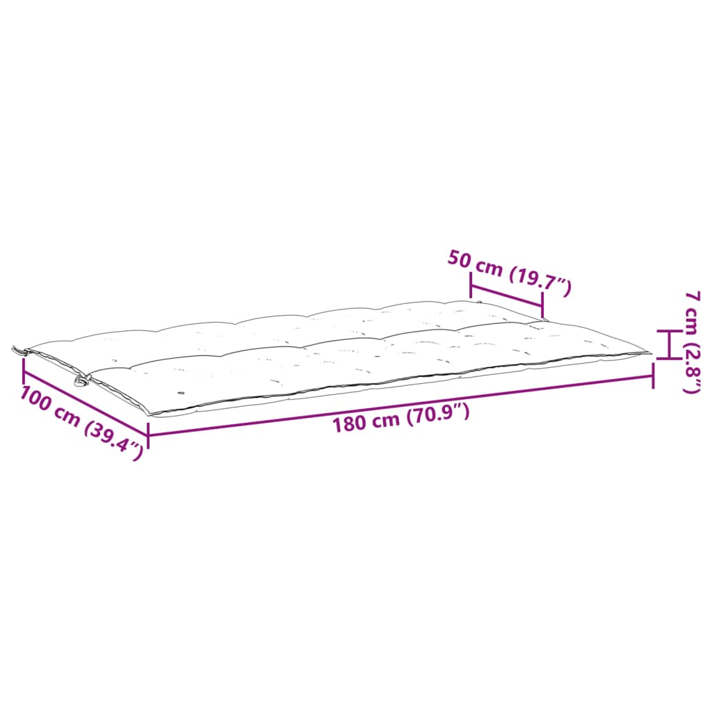 vidaXL Μαξιλάρι Πάγκου Κήπου Ανθρακί 180x(50+50)x7 εκ. Ύφασμα Oxford