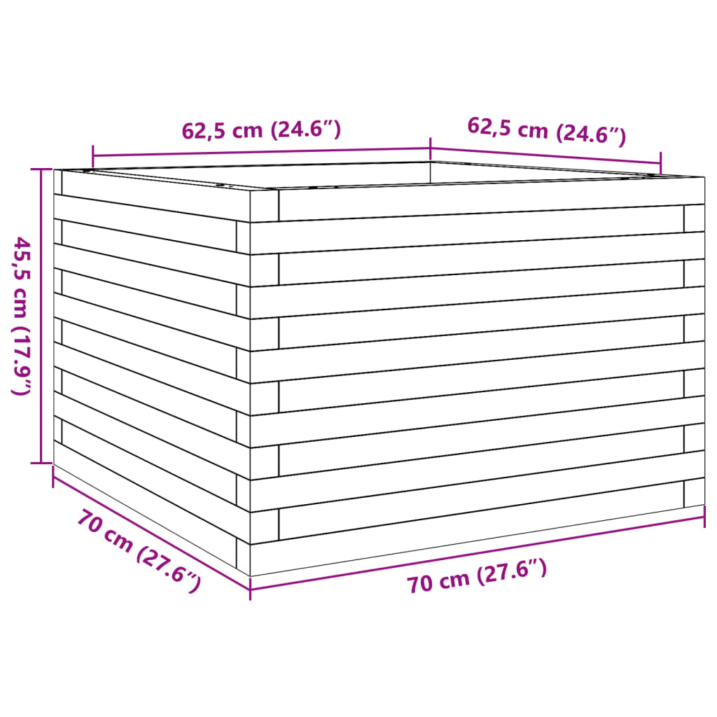 vidaXL Ζαρντινιέρα Κήπου 70x70x45,5 εκ. από Μασίφ Ξύλο Ψευδοτσούγκας