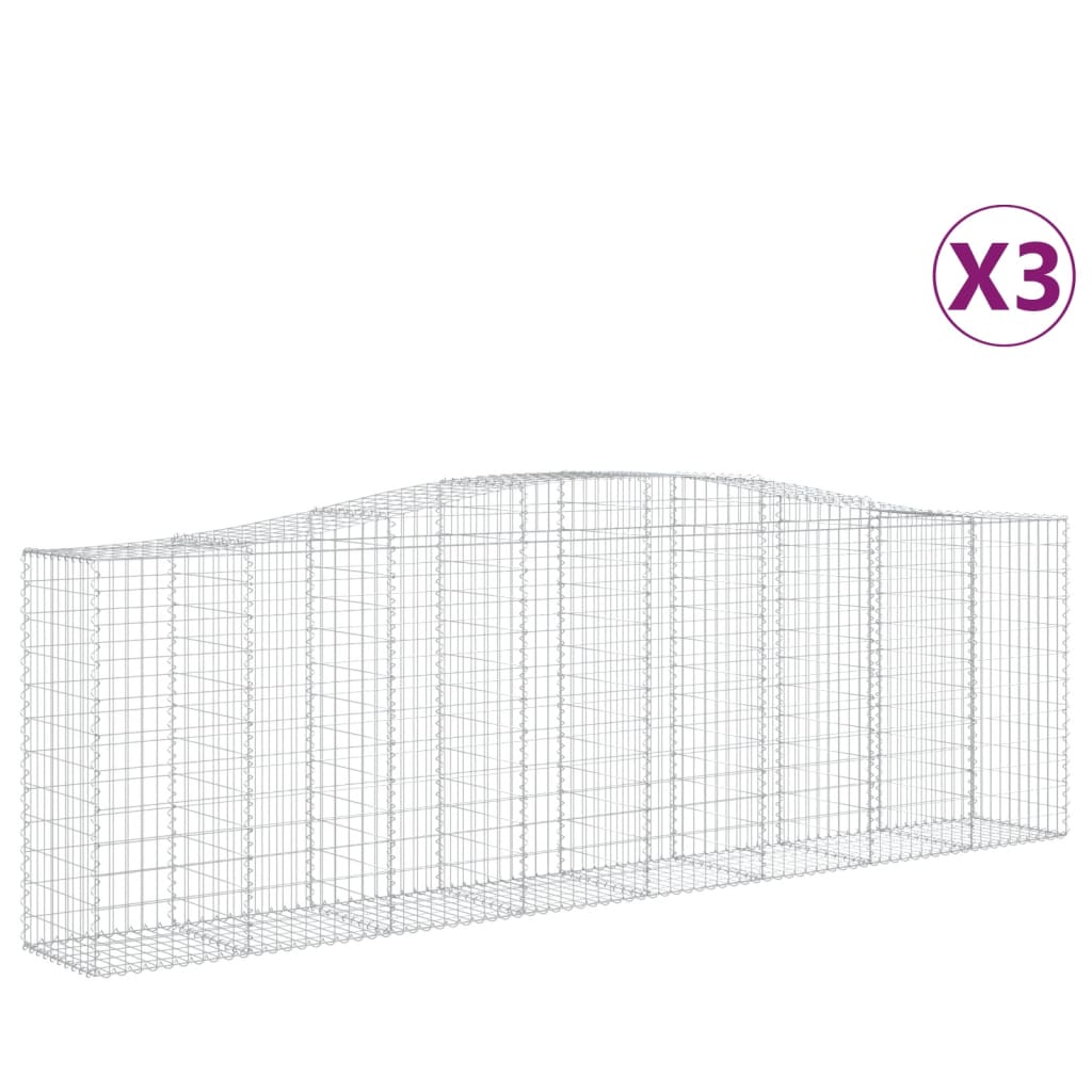 vidaXL Συρματοκιβώτια Τοξωτά 3 τεμ. 400x50x120/140 εκ. Γαλβαν. Ατσάλι