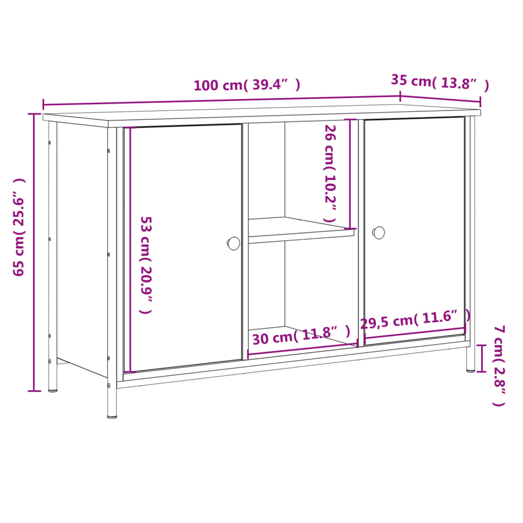 vidaXL Έπιπλο Τηλεόρασης Sonoma Δρυς 100x35x65 εκ. Επεξεργασμένο Ξύλο