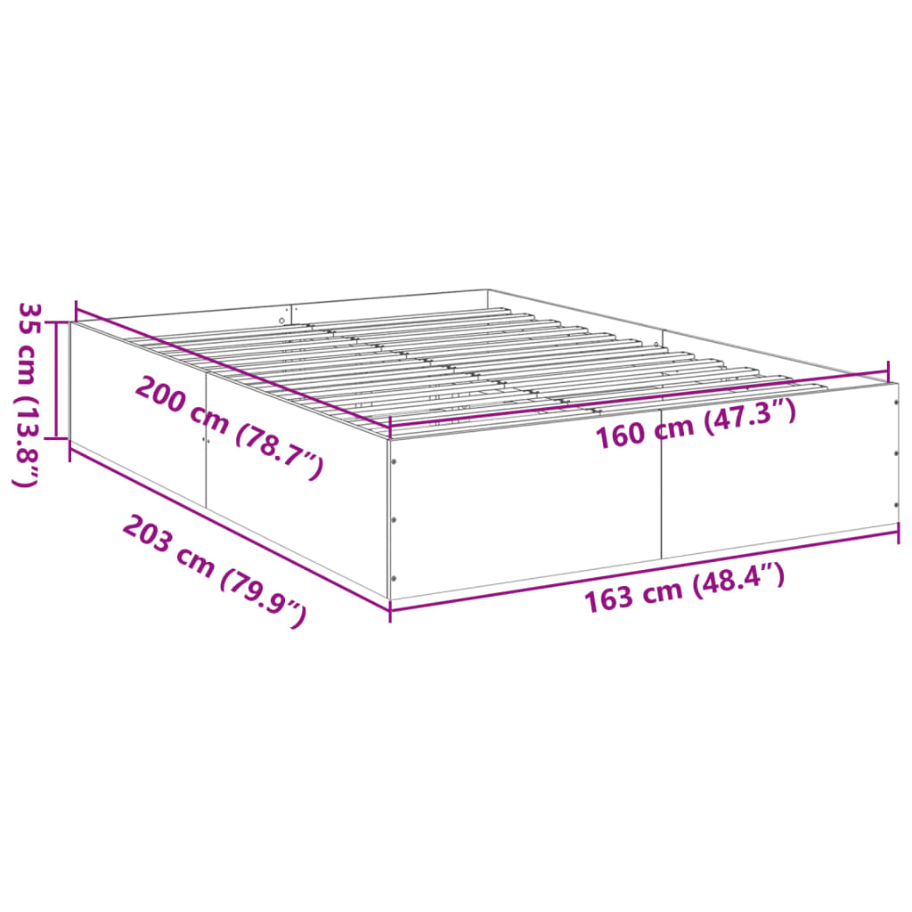 vidaXL Πλαίσιο Κρεβατιού Γκρι Sonoma 160x200 εκ. Επεξεργασμένο Ξύλο