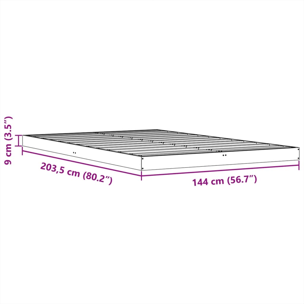 vidaXL Πλαίσιο Κρεβατιού Καφέ Κεριού 140x200εκ από Μασίφ Ξύλο Πεύκου