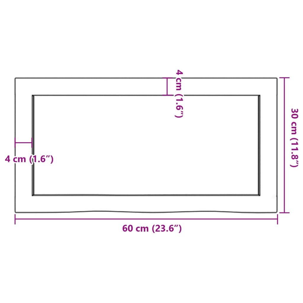 vidaXL Πάγκος Μπάνιου Σκούρο Καφέ 60x30x(2-4) εκ. Επεξεργ. Μασίφ Ξύλο