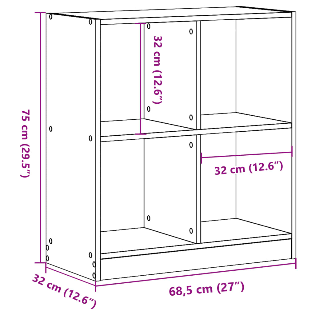 vidaXL Βιβλιοθήκη Γκρι Σκυροδέματος 68,5x32x75 εκ. Επεξεργ. Ξύλο