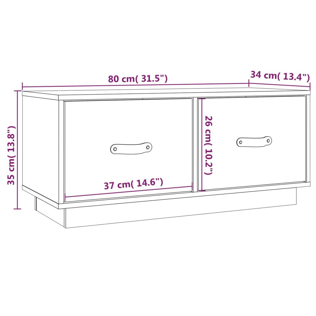 vidaXL Έπιπλο Τηλεόρασης 80x34x35 εκ. από Μασίφ Ξύλο Πεύκου