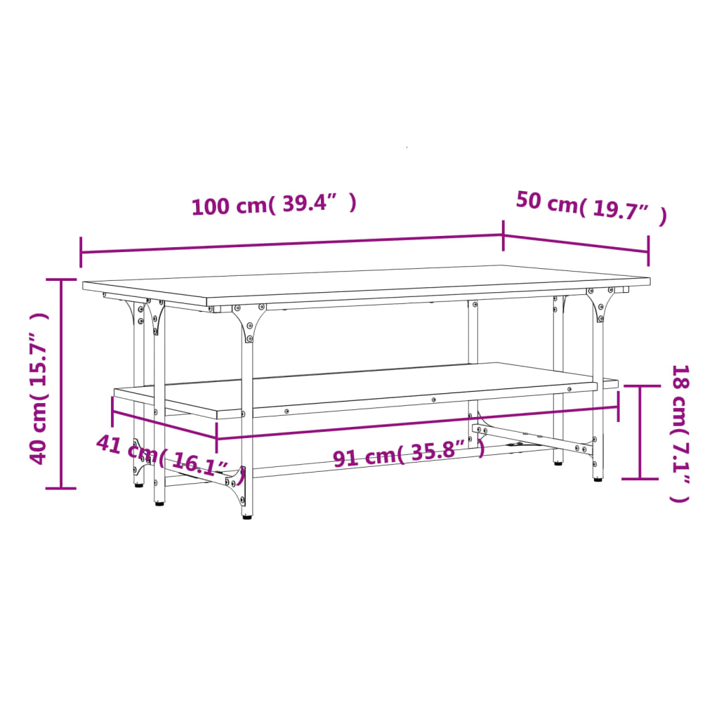 vidaXL Τραπεζάκι Σαλονιού Sonoma Δρυς 100x50x40 εκ. Επεξεργασμένο Ξύλο