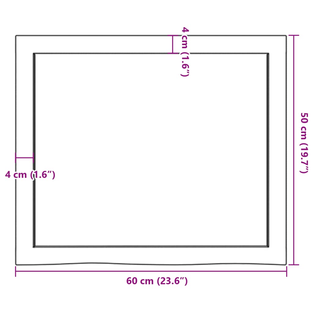 vidaXL Πάγκος Μπάνιου 60 x 50 x (2-4) εκ. από Ακατέργαστο Μασίφ Ξύλο