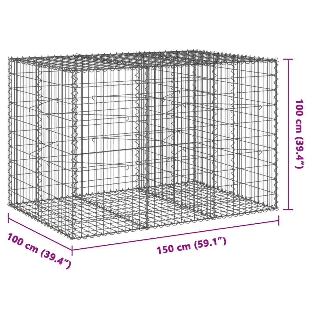 vidaXL Συρματοκιβώτιο με Κάλυμμα 150x100x100εκ από Γαλβανισμένο Χάλυβα