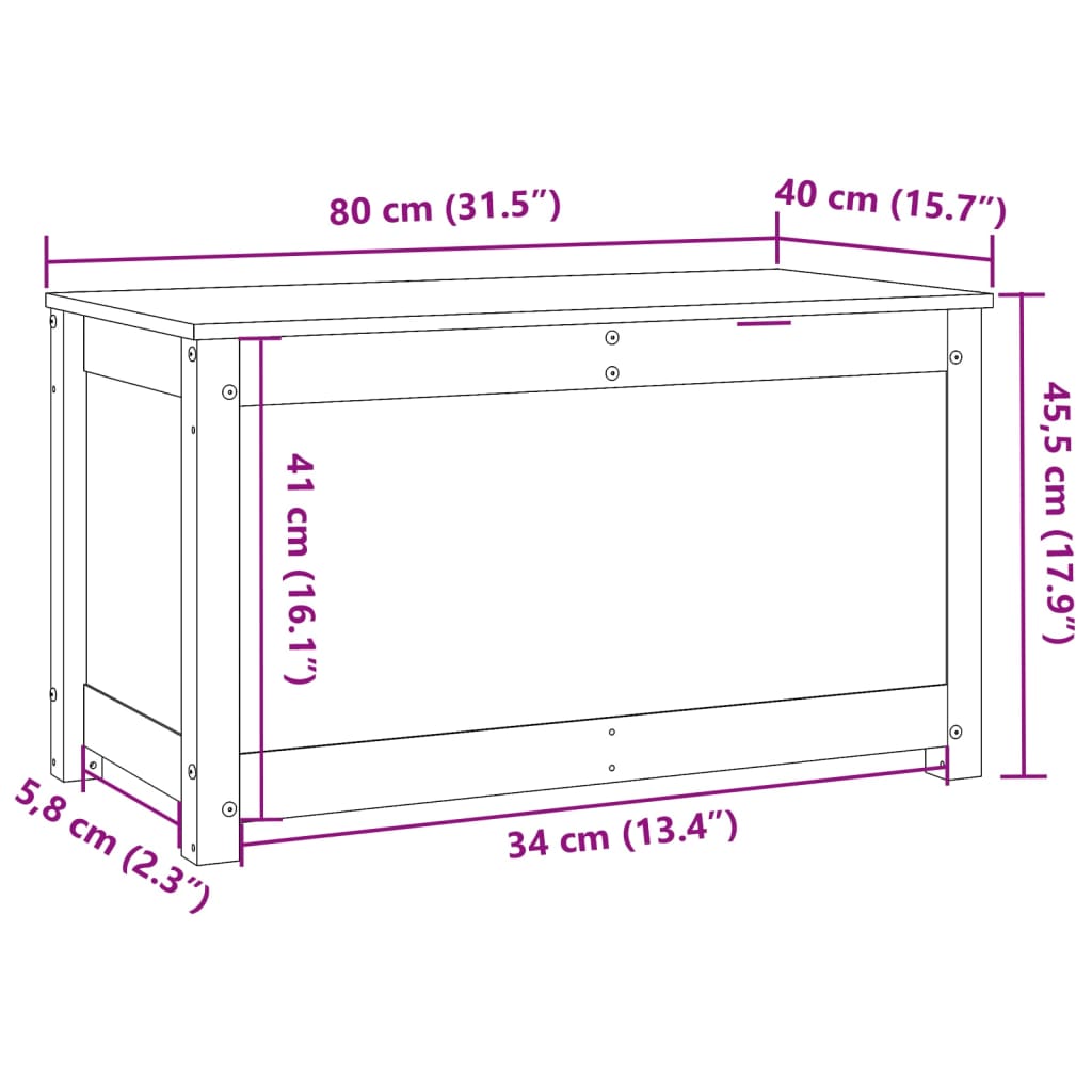 vidaXL Κουτί Αποθήκευσης Καφέ Μελί 80x40x45,5 εκ από Μασίφ Ξύλο Πεύκου