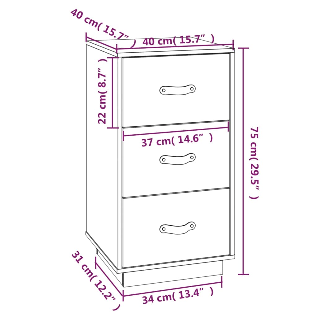 vidaXL Κομοδίνο Καφέ Μελί 40x40x75εκ. από Μασίφ Ξύλο Πεύκου