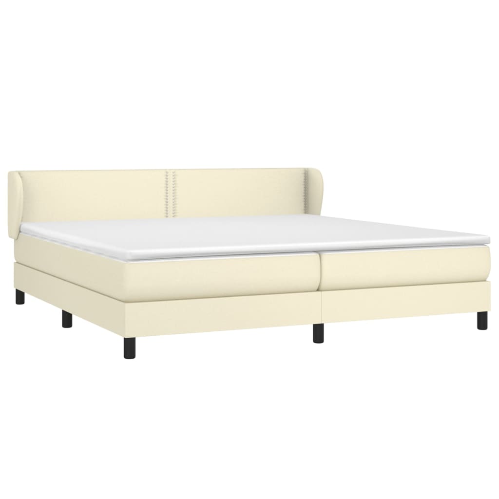 vidaXL Κρεβάτι Boxspring με Στρώμα Κρεμ 200x200 εκ. Συνθετικό Δέρμα