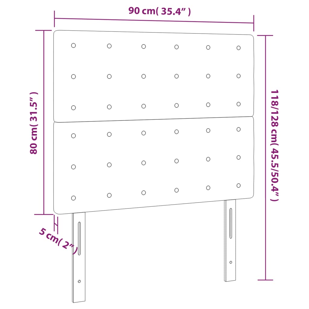 vidaXL Κεφαλάρι Κρεβατιού LED Μαύρο 90x5x118/128 εκ. Βελούδινο