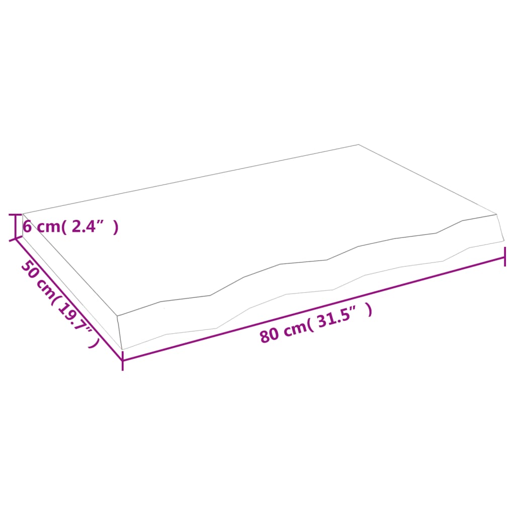 vidaXL Πάγκος Μπάνιου 80x50x(2-6) εκ. από Ακατέργαστο Μασίφ Ξύλο