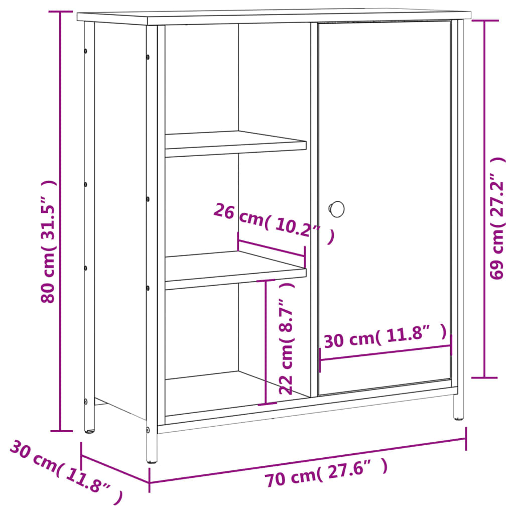 vidaXL Ντουλάπι Καπνιστή Δρυς 70 x 30 x 80 εκ. από Επεξεργ. Ξύλο