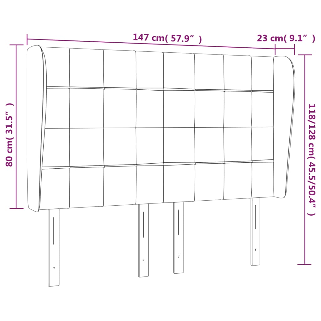 vidaXL Κεφαλάρι με Πτερύγια Taupe 147x23x118/128 εκ. Υφασμάτινο