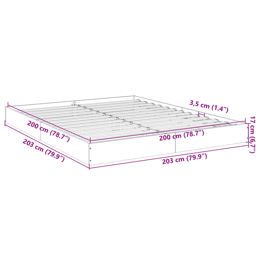 vidaXL Πλαίσιο Κρεβατιού Sonoma Δρυς 200x200 εκ. Επεξεργασμένο Ξύλο