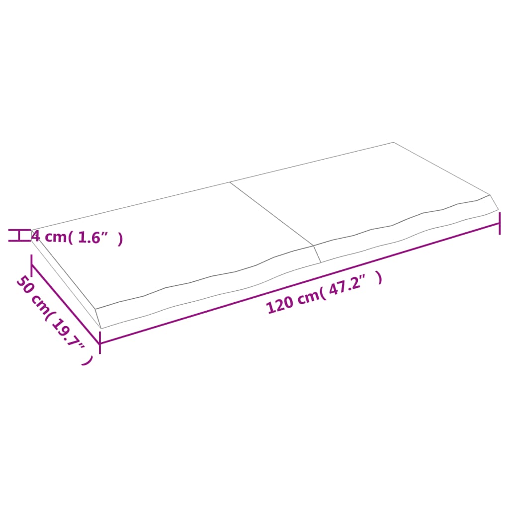 vidaXL Ράφι Τοίχου Ανοιχτό Καφέ 120x50x(2-4)εκ. Επεξ. Μασίφ Ξύλο Δρυός