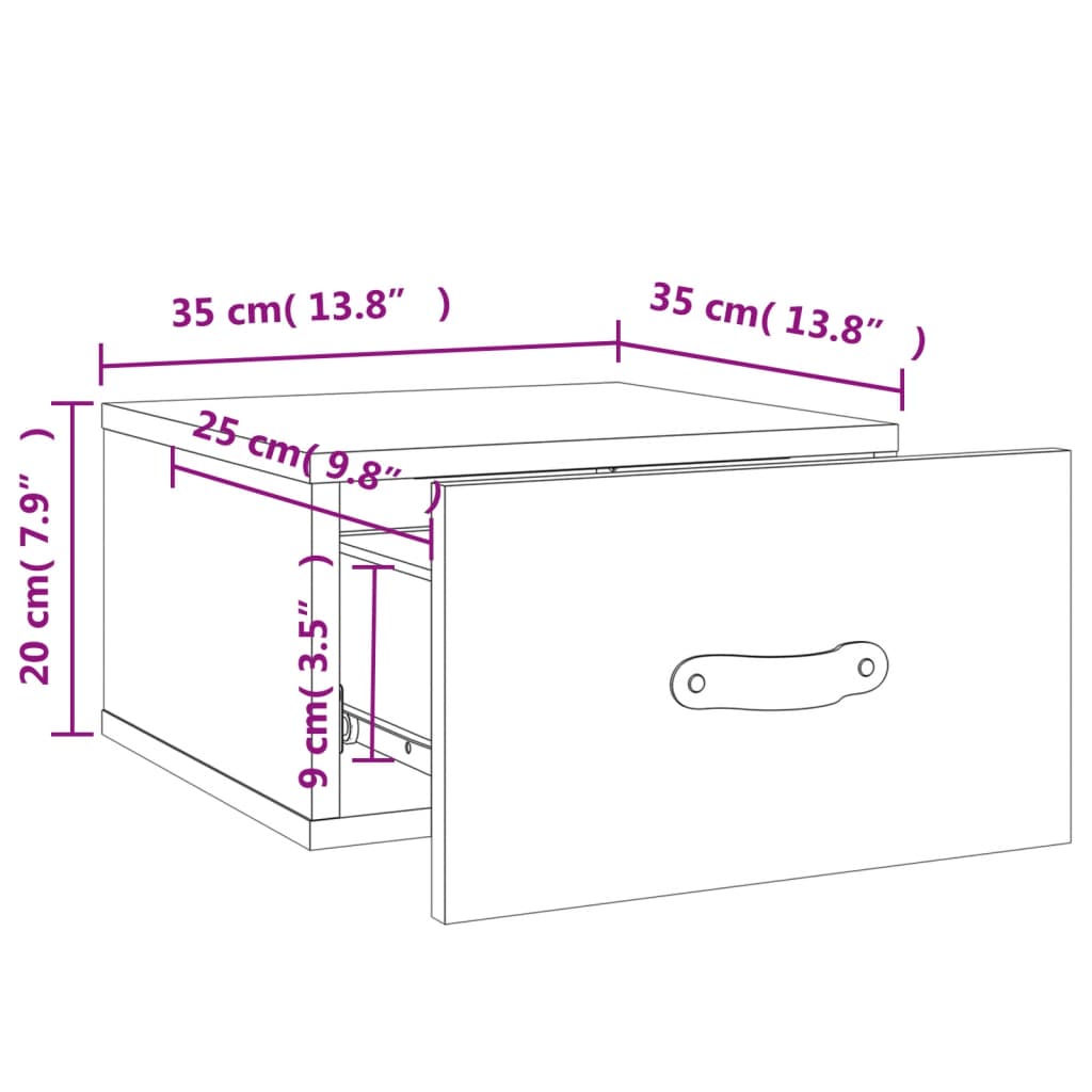 vidaXL Κομοδίνα Επιτοίχια 2 τεμ. Λευκά 35x35x20 εκ.