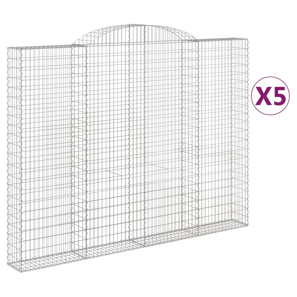 vidaXL Συρματοκιβώτια Τοξωτά 5 τεμ. 300x30x220/240 εκ. Γαλβαν. Ατσάλι